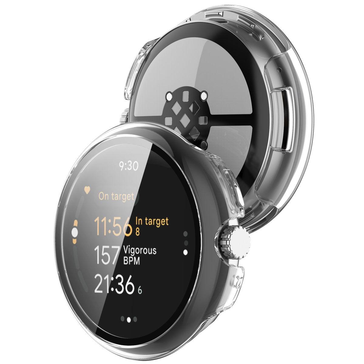 Etui ze szkłem do zegarka Bizon Case Watch Adamo do Google Pixel Watch 3 45mm, przeźroczyste